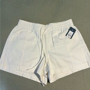 Women’s High-Rise Denim Drawstring Beach Shorts - White - NEW WITH TAGS!